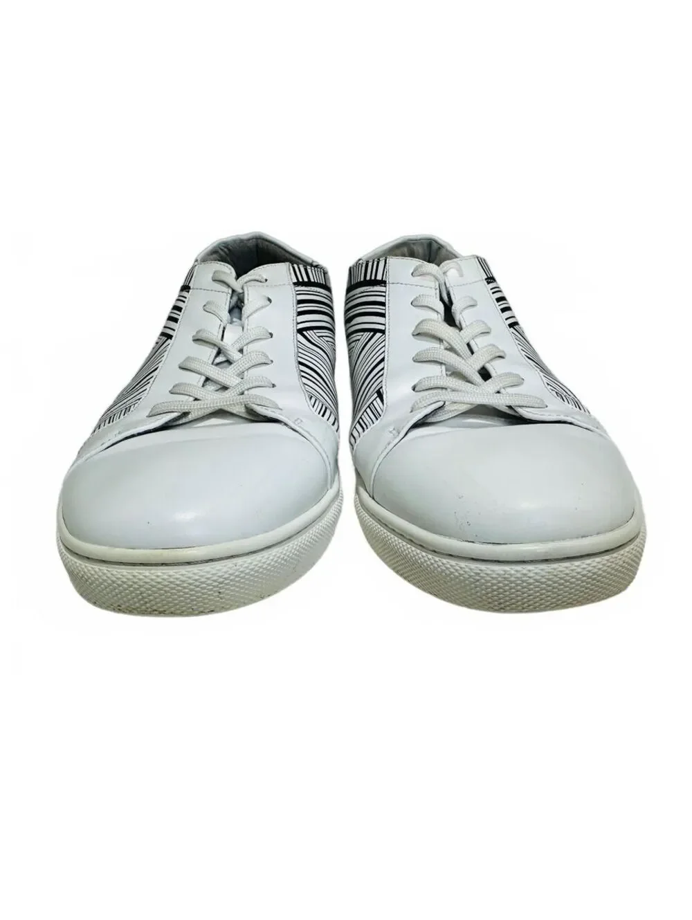 Kenneth Cole Men's Leather Sneakers Kam Stripes White & Black Men's Size 11